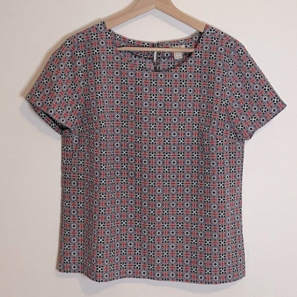 J. Crew Short Sleeve Print Blouse - Picture 1 of 8